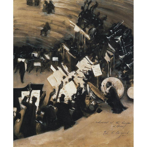 Rehearsal of the Pas de Loup Orchestra White Modern Wood Framed Art Print by Sargent, John Singer
