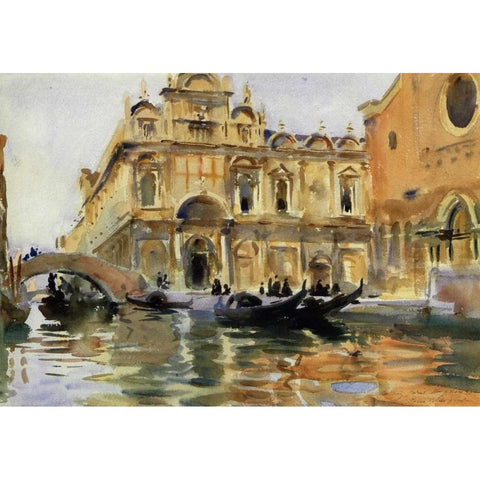 Rio dei Mendicanti, Venice, 1909-13 Gold Ornate Wood Framed Art Print with Double Matting by Sargent, John Singer