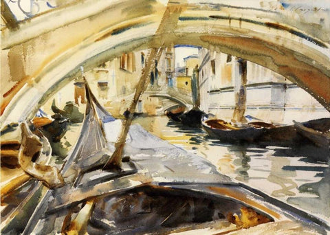 Rio di Santa Maria Formosa, Venice, 1902-04 White Modern Wood Framed Art Print with Double Matting by Sargent, John Singer