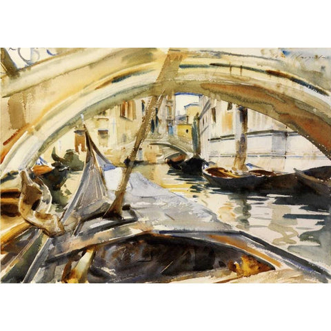 Rio di Santa Maria Formosa, Venice, 1902-04 Black Modern Wood Framed Art Print by Sargent, John Singer