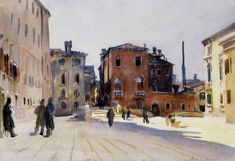 Santa Maria del Carmelo and the Scuola Grande dei Carmini, 1910 White Modern Wood Framed Art Print with Double Matting by Sargent, John Singer