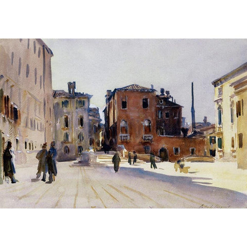 Santa Maria del Carmelo and the Scuola Grande dei Carmini, 1910 Black Modern Wood Framed Art Print by Sargent, John Singer