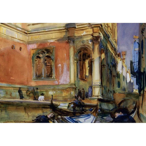 Scuola di San Rocco, 1902-04 Black Modern Wood Framed Art Print with Double Matting by Sargent, John Singer