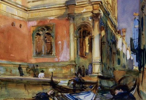 Scuola di San Rocco, 1902-04 White Modern Wood Framed Art Print with Double Matting by Sargent, John Singer