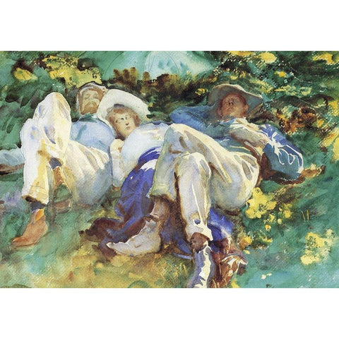 Siesta Gold Ornate Wood Framed Art Print with Double Matting by Sargent, John Singer