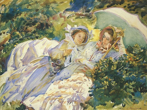 Simplon Pass, the Tease, 1911 White Modern Wood Framed Art Print with Double Matting by Sargent, John Singer
