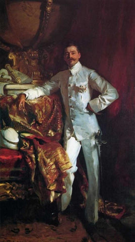 Sir Frank Swettenham White Modern Wood Framed Art Print with Double Matting by Sargent, John Singer
