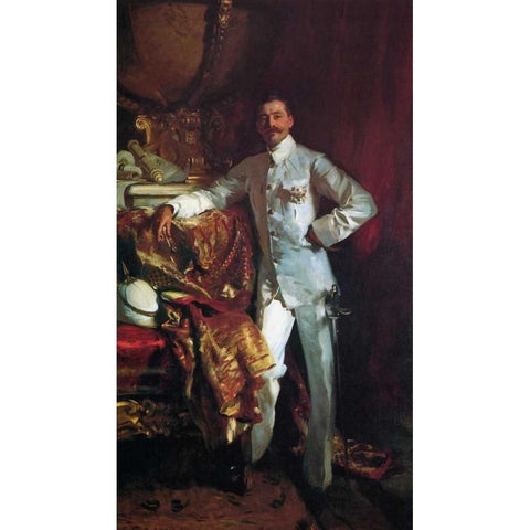 Sir Frank Swettenham Black Modern Wood Framed Art Print by Sargent, John Singer