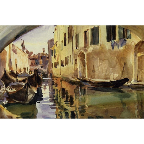 Small Canal, Venice, 1902-04 Black Modern Wood Framed Art Print with Double Matting by Sargent, John Singer