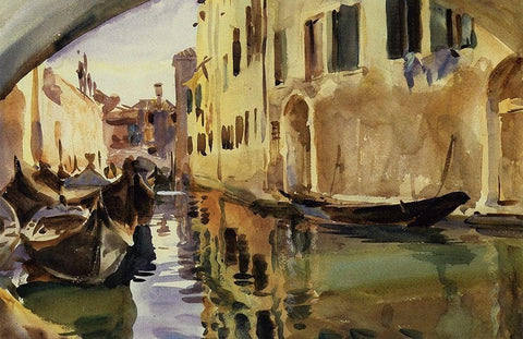 Small Canal, Venice, 1902-04 White Modern Wood Framed Art Print with Double Matting by Sargent, John Singer