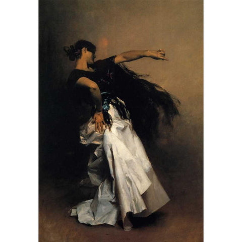 Spanish Dancer 1880-81 Gold Ornate Wood Framed Art Print with Double Matting by Sargent, John Singer