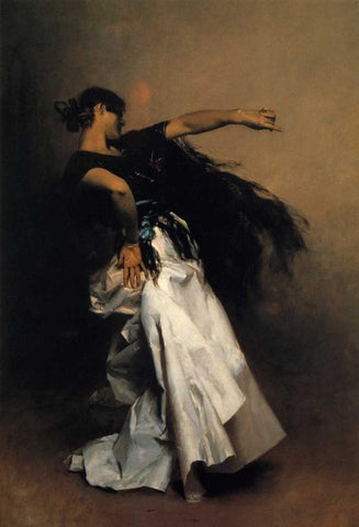 Spanish Dancer 1880-81 Black Ornate Wood Framed Art Print with Double Matting by Sargent, John Singer