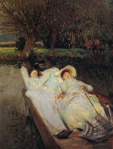 St Martins, Summer 1888 White Modern Wood Framed Art Print with Double Matting by Sargent, John Singer