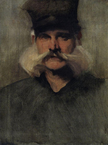 Study of a Man Wearing a Tall Black Hat White Modern Wood Framed Art Print with Double Matting by Sargent, John Singer