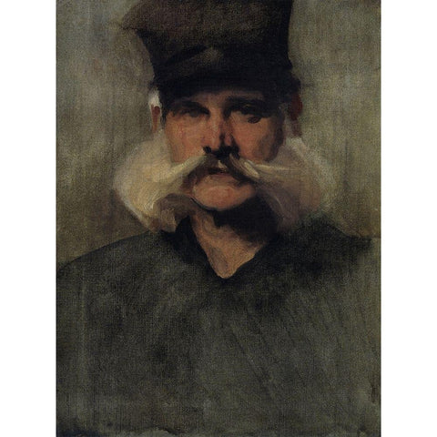 Study of a Man Wearing a Tall Black Hat Gold Ornate Wood Framed Art Print with Double Matting by Sargent, John Singer