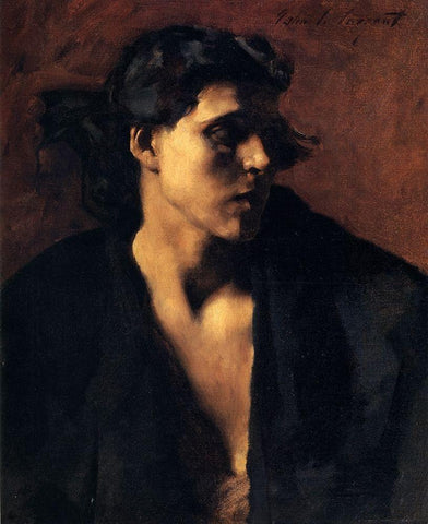 Study of a Model, 1879-80 White Modern Wood Framed Art Print with Double Matting by Sargent, John Singer