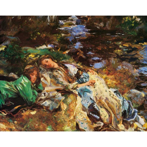 The Brook, 1907 Gold Ornate Wood Framed Art Print with Double Matting by Sargent, John Singer