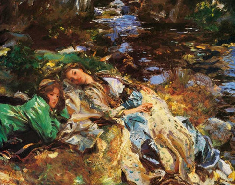 The Brook, 1907 White Modern Wood Framed Art Print with Double Matting by Sargent, John Singer