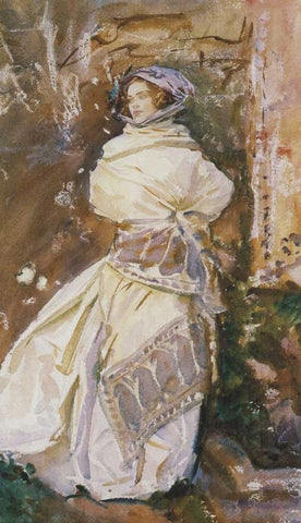 The Cashmere Shawl, 1910 White Modern Wood Framed Art Print with Double Matting by Sargent, John Singer