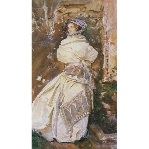 The Cashmere Shawl, 1910 Gold Ornate Wood Framed Art Print with Double Matting by Sargent, John Singer