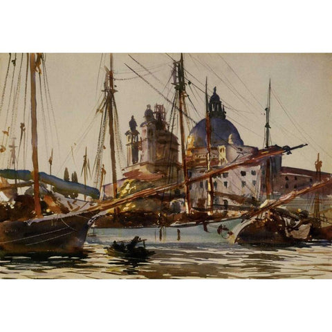 The Church of Santa Maria della Salute from Giudecca, 1904-09 White Modern Wood Framed Art Print by Sargent, John Singer