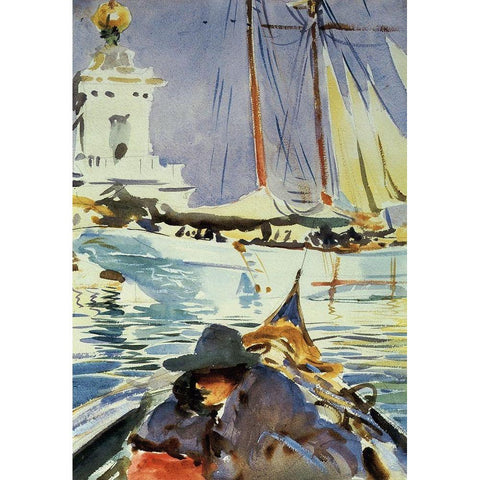 The Grand Canal, Venice, 1909-11 Gold Ornate Wood Framed Art Print with Double Matting by Sargent, John Singer