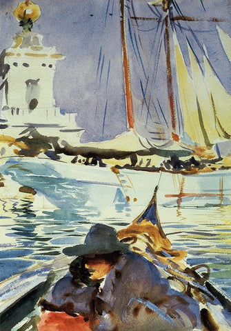 The Grand Canal, Venice, 1909-11 White Modern Wood Framed Art Print with Double Matting by Sargent, John Singer