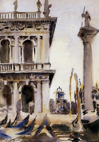 The Libreria, 1904 White Modern Wood Framed Art Print with Double Matting by Sargent, John Singer
