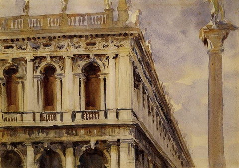 The Libreria, Venice, 1903-04 Black Ornate Wood Framed Art Print with Double Matting by Sargent, John Singer