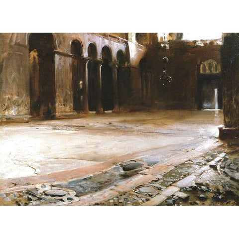The Pavement of Saint Marks, 1898 Gold Ornate Wood Framed Art Print with Double Matting by Sargent, John Singer