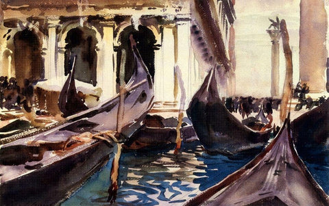 The Piazzetta, Venice, 1904 White Modern Wood Framed Art Print with Double Matting by Sargent, John Singer