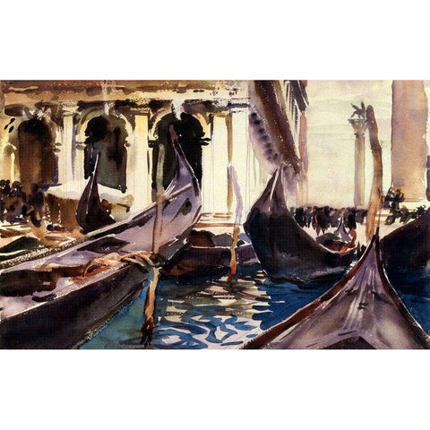 The Piazzetta, Venice, 1904 White Modern Wood Framed Art Print by Sargent, John Singer