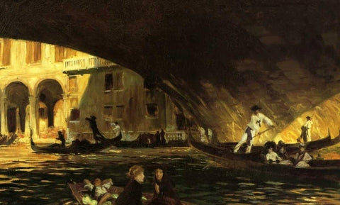 The Rialto, Venice, 1911 White Modern Wood Framed Art Print with Double Matting by Sargent, John Singer