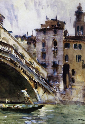 The Rialto, Venice, c. 1902-04 White Modern Wood Framed Art Print with Double Matting by Sargent, John Singer