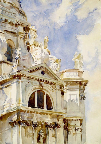 The Salute, Venice, 1902-07 Black Ornate Wood Framed Art Print with Double Matting by Sargent, John Singer