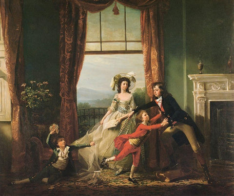 The Sitwell Children, 1787 Black Ornate Wood Framed Art Print with Double Matting by Copley, John Singleton