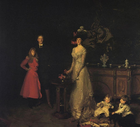 The Sitwell Family, 1900 Black Ornate Wood Framed Art Print with Double Matting by Sargent, John Singer