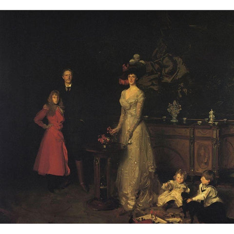 The Sitwell Family, 1900 Black Modern Wood Framed Art Print with Double Matting by Sargent, John Singer