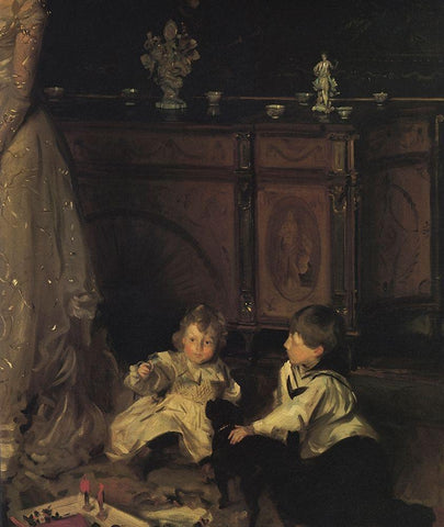 The Sitwell Family (detail) White Modern Wood Framed Art Print with Double Matting by Sargent, John Singer