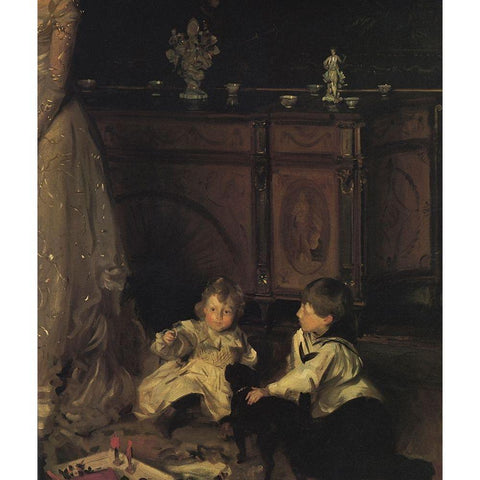 The Sitwell Family (detail) White Modern Wood Framed Art Print by Sargent, John Singer