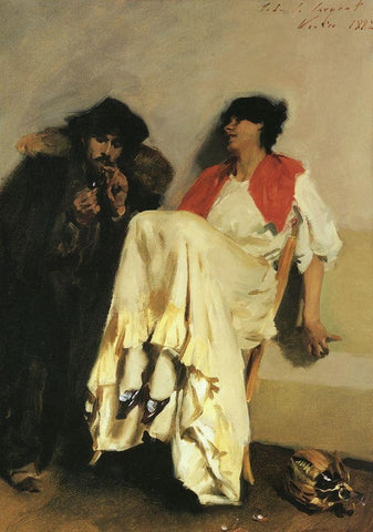 The Sulphur Match, 1882 White Modern Wood Framed Art Print with Double Matting by Sargent, John Singer