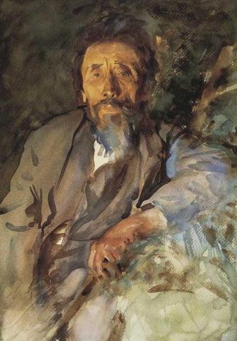 The Tramp White Modern Wood Framed Art Print with Double Matting by Sargent, John Singer