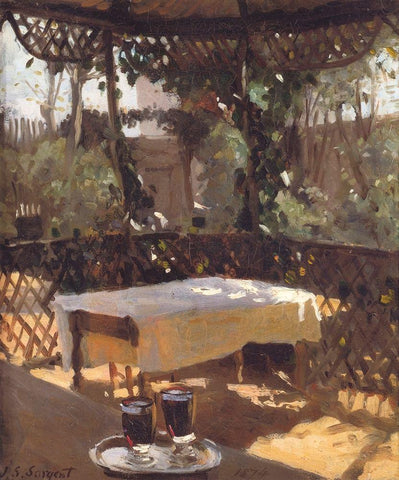 Two Wine Glasses White Modern Wood Framed Art Print with Double Matting by Sargent, John Singer