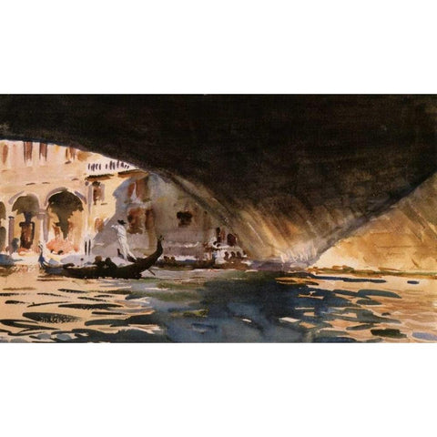 Under the Rialto Bridge, 1909 Gold Ornate Wood Framed Art Print with Double Matting by Sargent, John Singer