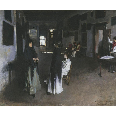 Venetian Interior, 1880 White Modern Wood Framed Art Print by Sargent, John Singer