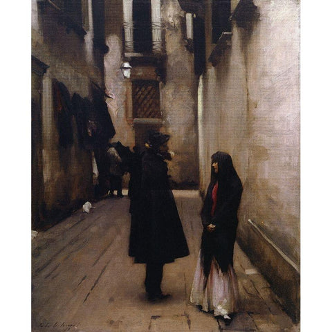 Venetian Street, 1880 Gold Ornate Wood Framed Art Print with Double Matting by Sargent, John Singer