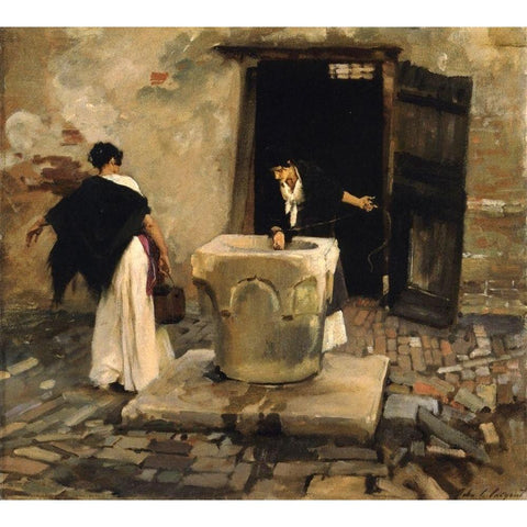 Venetian Water Carriers, ca. 1880-1882 Gold Ornate Wood Framed Art Print with Double Matting by Sargent, John Singer