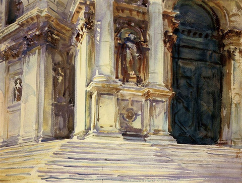 Venice, La Salute, 1909 White Modern Wood Framed Art Print with Double Matting by Sargent, John Singer