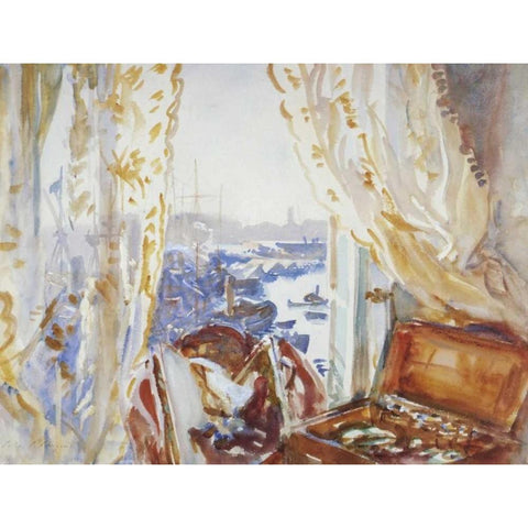 View from a Window, Genoa White Modern Wood Framed Art Print by Sargent, John Singer