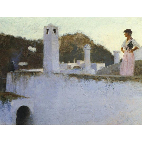 View of Capri, 1878 Black Modern Wood Framed Art Print with Double Matting by Sargent, John Singer